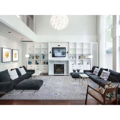 Oushak And Peshawar Wool Hand Knotted Rug Grey Gray 12.0X15.6 -O073447