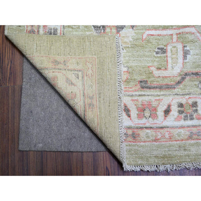 Oushak And Peshawar Wool Hand Knotted Rug Green Green 13.10X19.8 -O073448