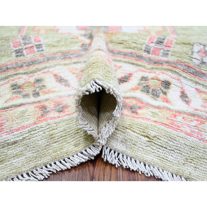 Oushak And Peshawar Wool Hand Knotted Rug Green Green 13.10X19.8 -O073448