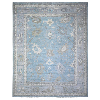 Oushak And Peshawar Wool Hand Knotted Rug Blue Gray 12.1X14.10 -O073457