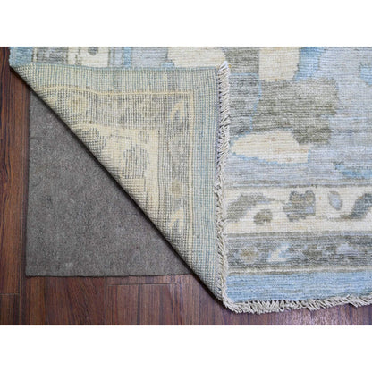 Oushak And Peshawar Wool Hand Knotted Rug Blue Gray 12.1X14.10 -O073457