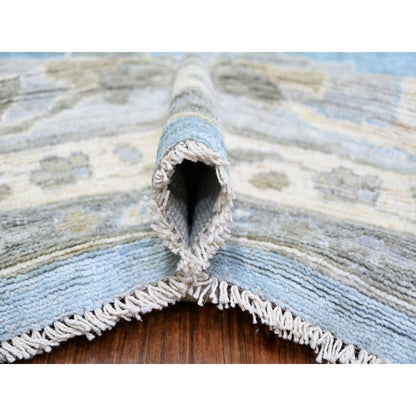 Oushak And Peshawar Wool Hand Knotted Rug Blue Gray 12.1X14.10 -O073457