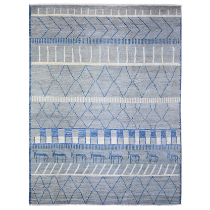 Tribal & Geometric Wool Hand Knotted Rug Grey No Border 8.9X11.6 -O073475