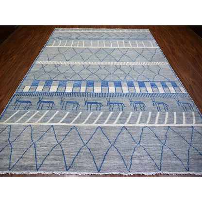 Tribal & Geometric Wool Hand Knotted Rug Grey No Border 8.9X11.6 -O073475