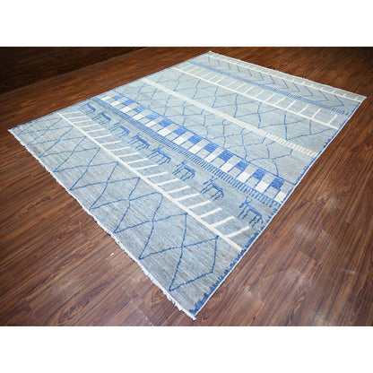 Tribal & Geometric Wool Hand Knotted Rug Grey No Border 8.9X11.6 -O073475