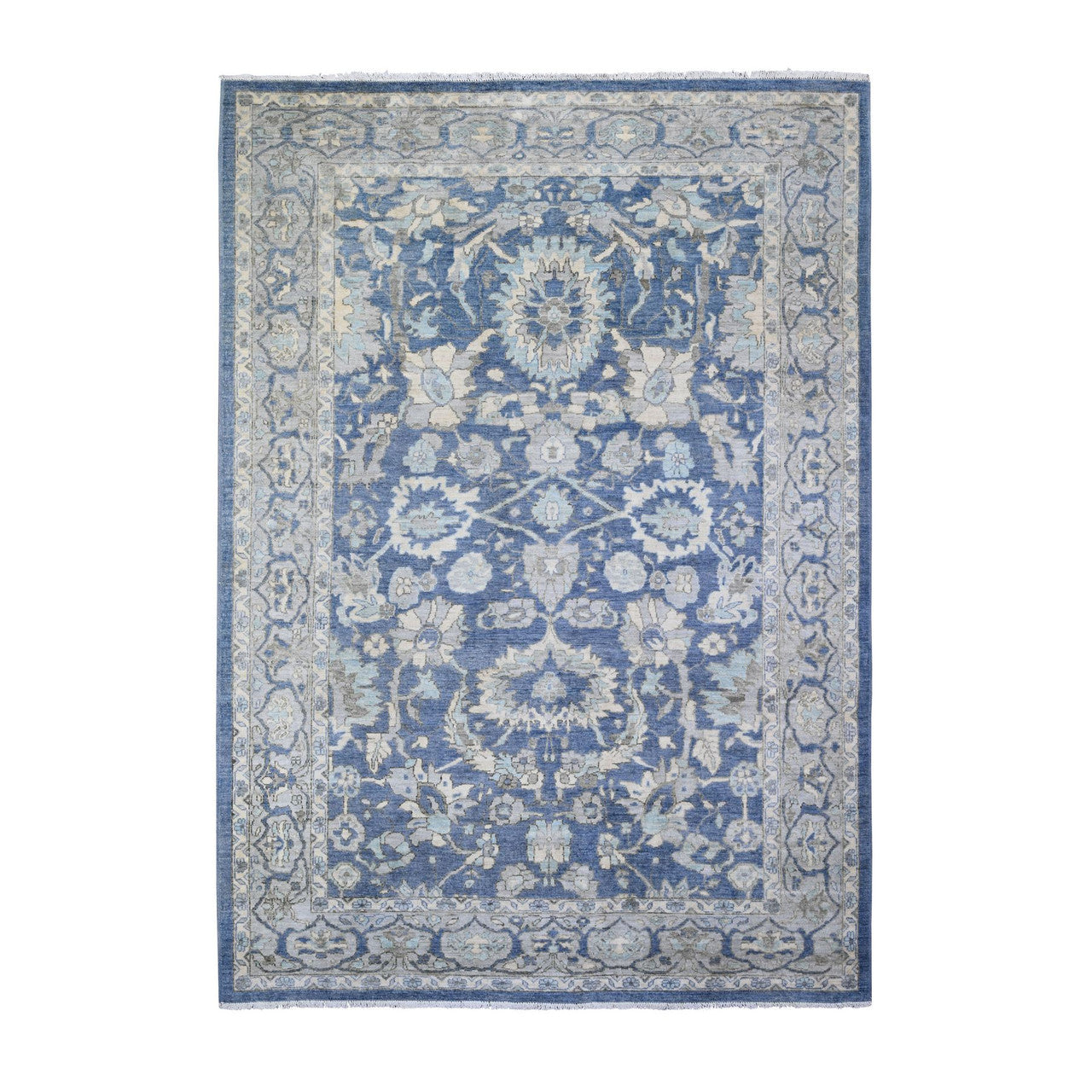 Gray 6'2" x 8'10" Oushak And Peshawar Hand knotted Wool Rug - Sku: O073483