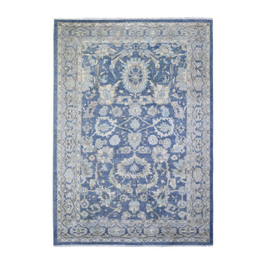Oushak And Peshawar Wool Hand Knotted Rug Blue Gray 6.2X8.10 -O073483