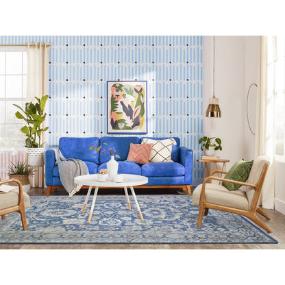 Oushak And Peshawar Wool Hand Knotted Rug Blue Gray 6.2X8.10 -O073483