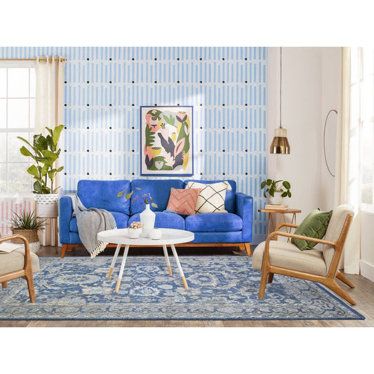 Oushak And Peshawar Wool Hand Knotted Rug Blue Gray 6.2X8.10 -O073483