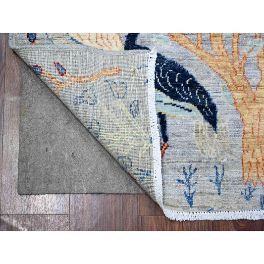 Oushak And Peshawar Wool Hand Knotted Rug Grey No Border 2.8X9.6 -O073488