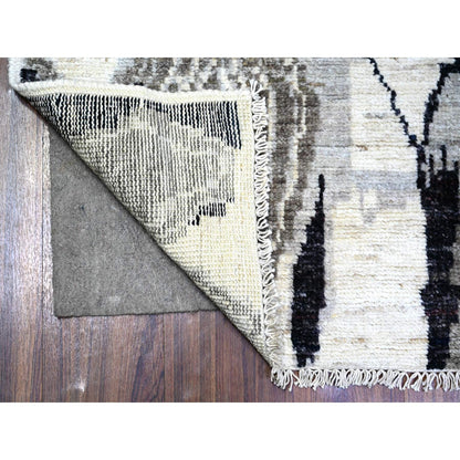 Tribal & Geometric Wool Hand Knotted Rug Ivory No Border 2.7X9.9 -O073489