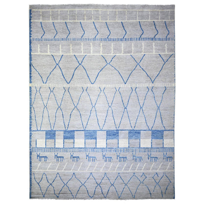 Tribal & Geometric Wool Hand Knotted Rug Grey No Border 11.9X15.7 -O073491
