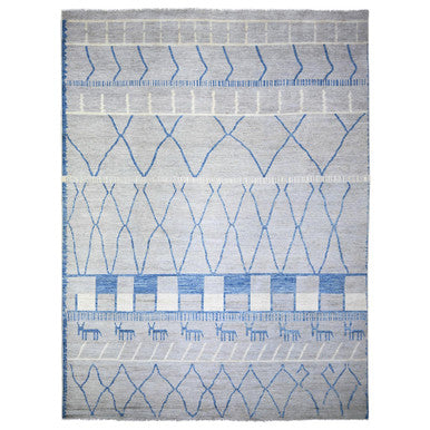 Tribal & Geometric Wool Hand Knotted Rug Grey No Border 11.9X15.7 -O073491