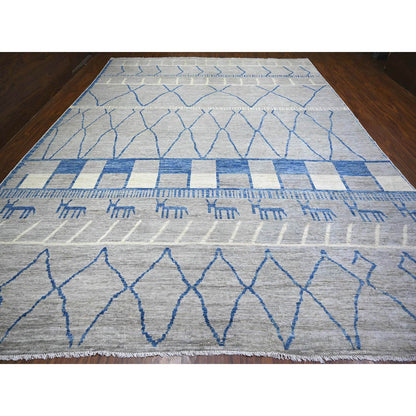 Tribal & Geometric Wool Hand Knotted Rug Grey No Border 11.9X15.7 -O073491