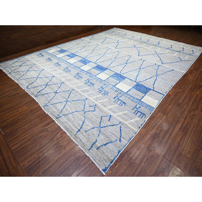 Tribal & Geometric Wool Hand Knotted Rug Grey No Border 11.9X15.7 -O073491