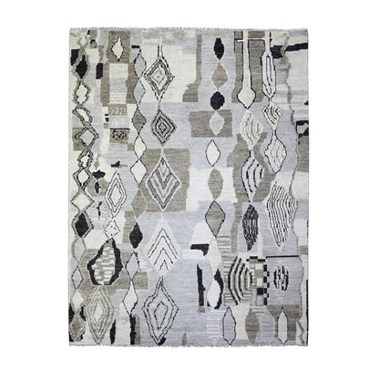 Tribal & Geometric Wool Hand Knotted Rug Ivory No Border 7.4X9.6 -O073492