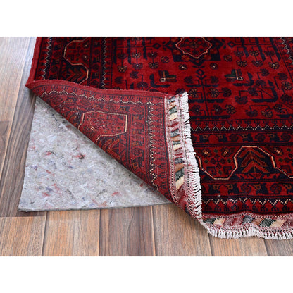 Tribal & Geometric Wool Hand Knotted Rug Red 2.9x4.11 -O0734