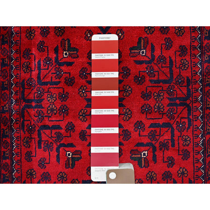 Tribal & Geometric Wool Hand Knotted Rug Red 2.9x4.11 -O0734