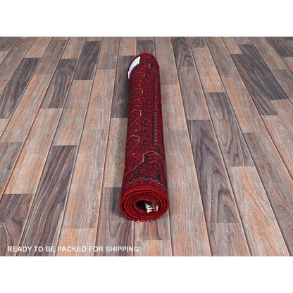 Tribal & Geometric Wool Hand Knotted Rug Red 2.9x4.11 -O0734