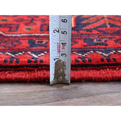 Tribal & Geometric Wool Hand Knotted Rug Red 2.9x4.11 -O0734