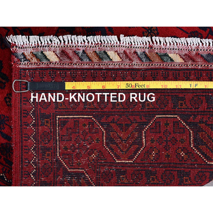 Tribal & Geometric Wool Hand Knotted Rug Red 2.9x4.11 -O0734