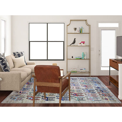 Tribal & Geometric Wool Hand Knotted Rug Beige No Border 8.2X9.9 -O073526