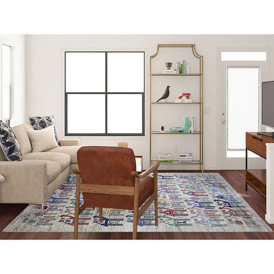 Tribal & Geometric Wool Hand Knotted Rug Beige No Border 8.2X9.9 -O073526