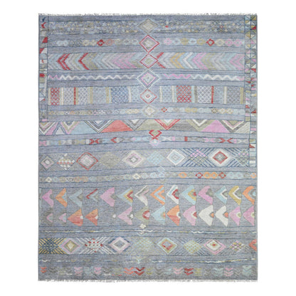 Tribal & Geometric Wool Hand Knotted Rug Grey No Border 8.2X9.8 -O073527
