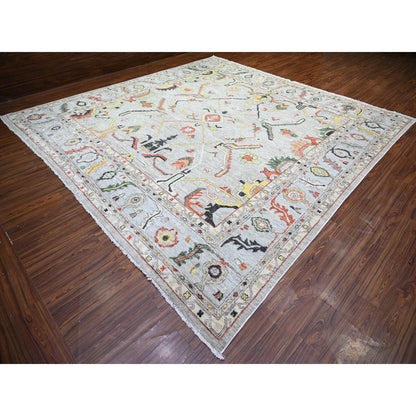 Oushak And Peshawar Wool Hand Knotted Rug Grey Gray 11.7X11.9 -O073529