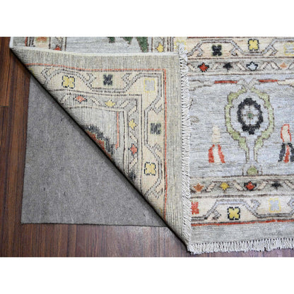 Oushak And Peshawar Wool Hand Knotted Rug Grey Gray 11.7X11.9 -O073529