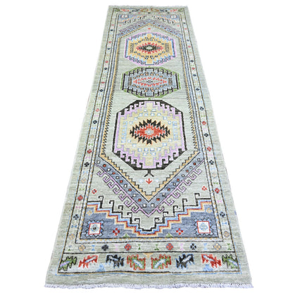 Oushak And Peshawar Wool Hand Knotted Rug Brown Brown 3.0X10.0 -O073536