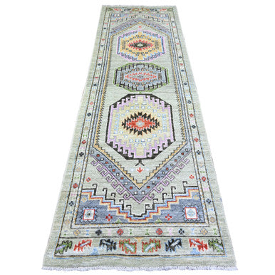 Oushak And Peshawar Wool Hand Knotted Rug Brown Brown 3.0X10.0 -O073536