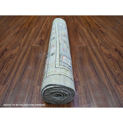 Oushak And Peshawar Wool Hand Knotted Rug Brown Brown 3.0X10.0 -O073536