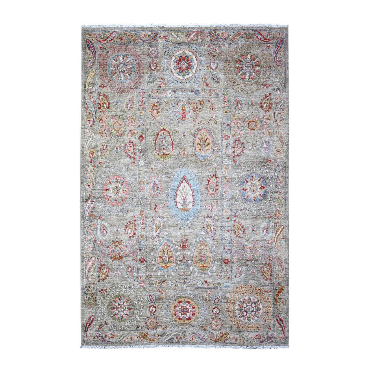 Brown 6'0" x 9'2" Oushak And Peshawar Hand knotted Wool Rug - Sku: O073548