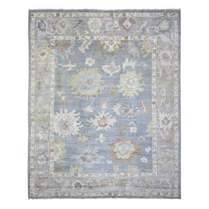 Oushak And Peshawar Wool Hand Knotted Rug Blue Gray 8.1X10.0 -O073575