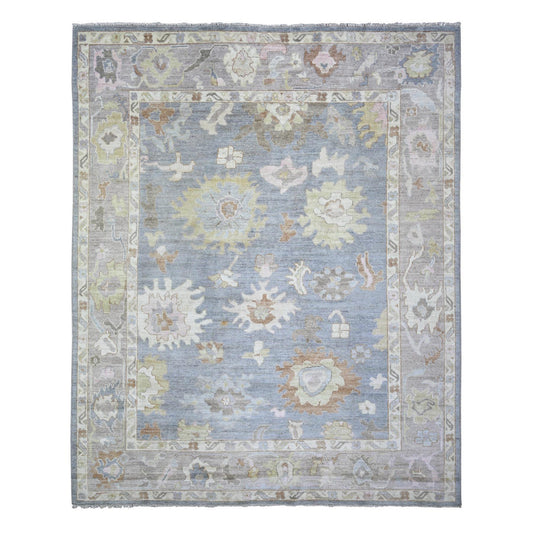 Oushak And Peshawar Wool Hand Knotted Rug Blue Gray 8.1X10.0 -O073575