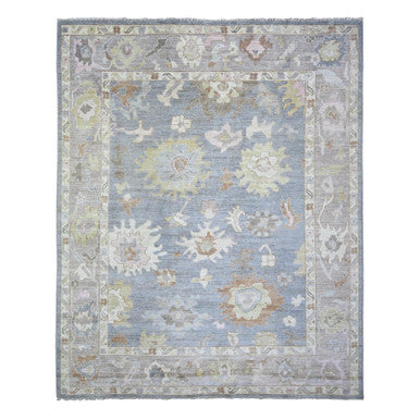 Oushak And Peshawar Wool Hand Knotted Rug Blue Gray 8.1X10.0 -O073575