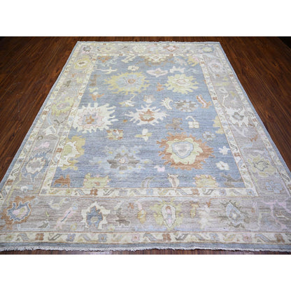 Oushak And Peshawar Wool Hand Knotted Rug Blue Gray 8.1X10.0 -O073575