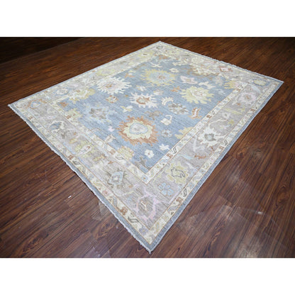 Oushak And Peshawar Wool Hand Knotted Rug Blue Gray 8.1X10.0 -O073575