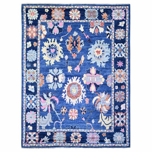 Oushak And Peshawar Wool Hand Knotted Rug Blue Blue 9.0X11.7 -O073579