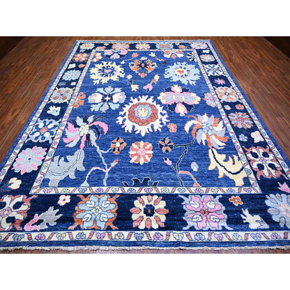 Oushak And Peshawar Wool Hand Knotted Rug Blue Blue 9.0X11.7 -O073579