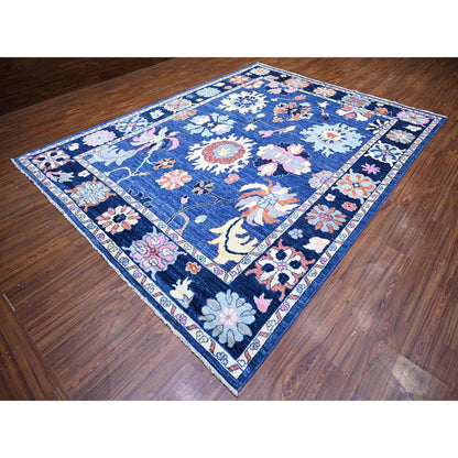 Oushak And Peshawar Wool Hand Knotted Rug Blue Blue 9.0X11.7 -O073579