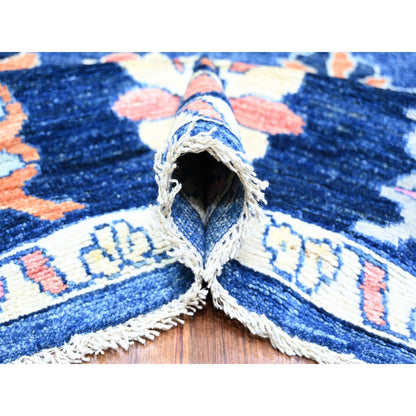 Oushak And Peshawar Wool Hand Knotted Rug Blue Blue 9.0X11.7 -O073579