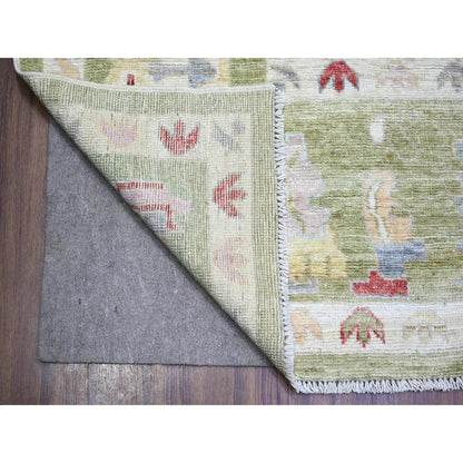 Oushak And Peshawar Wool Hand Knotted Rug Green Green 9.0X11.6 -O073581