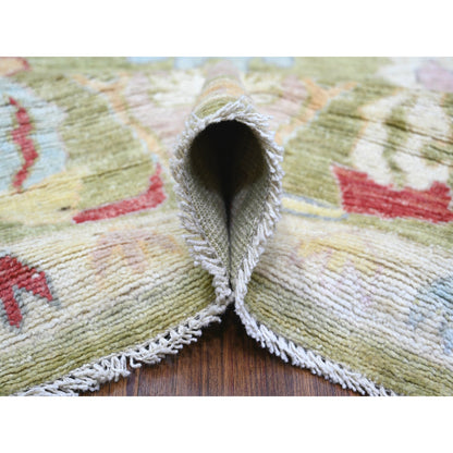 Oushak And Peshawar Wool Hand Knotted Rug Green Green 9.0X11.6 -O073581