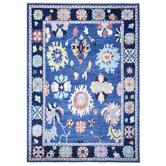 Oushak And Peshawar Wool Hand Knotted Rug Blue Blue 10.0X13.9 -O073583