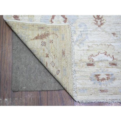 Oushak And Peshawar Wool Hand Knotted Rug Grey Gray 3.10X9.8 -O073585
