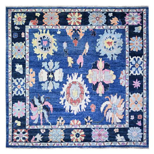 Oushak And Peshawar Wool Hand Knotted Rug Blue Midnight Blue 10.2X10.0 -O073587
