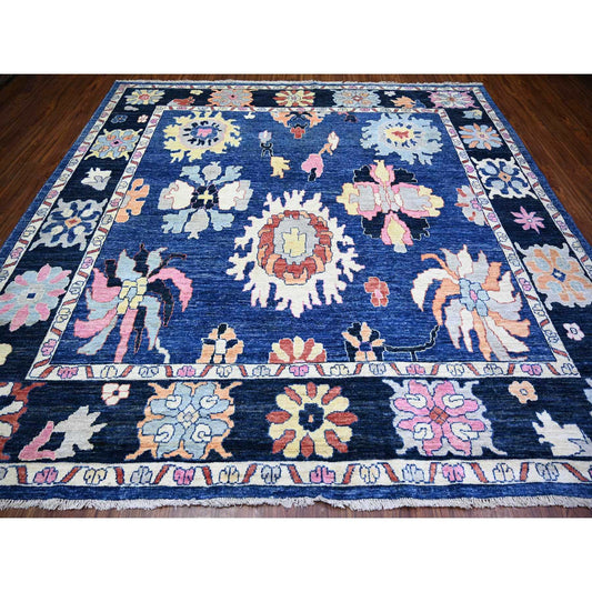 Oushak And Peshawar Wool Hand Knotted Rug Blue Midnight Blue 10.2X10.0 -O073587