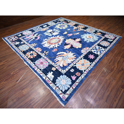 Oushak And Peshawar Wool Hand Knotted Rug Blue Midnight Blue 10.2X10.0 -O073587
